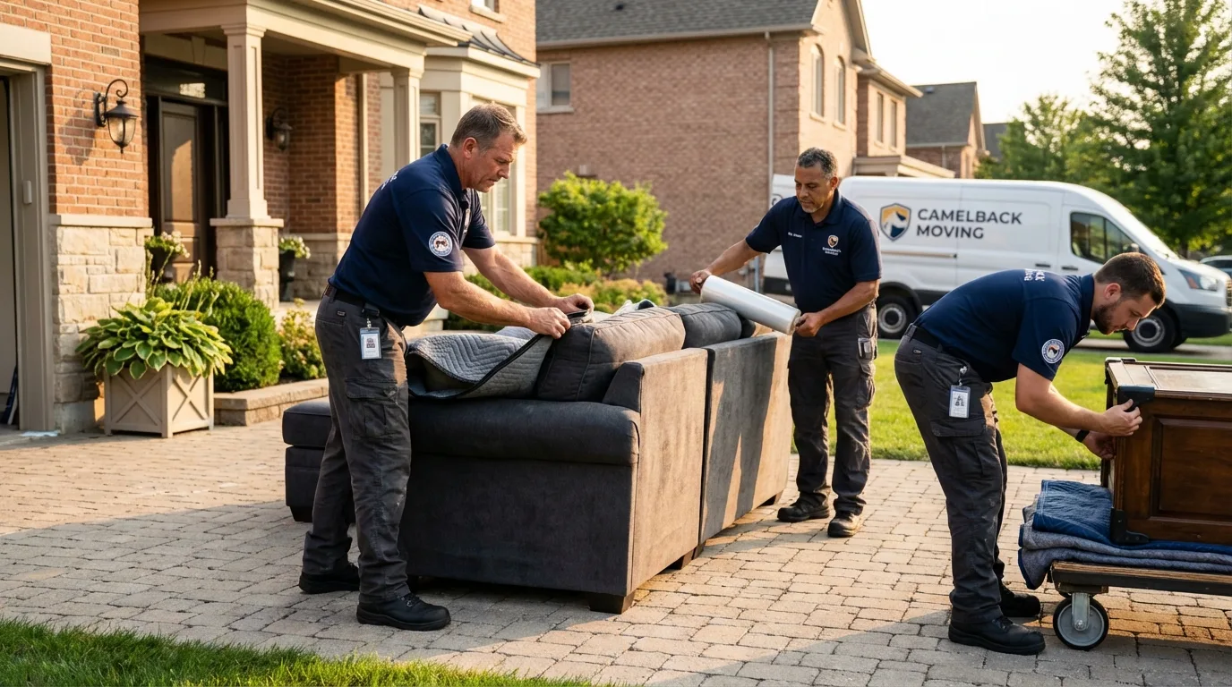 Large estate moving crew wrapping furniture in Pawcatuck, CT