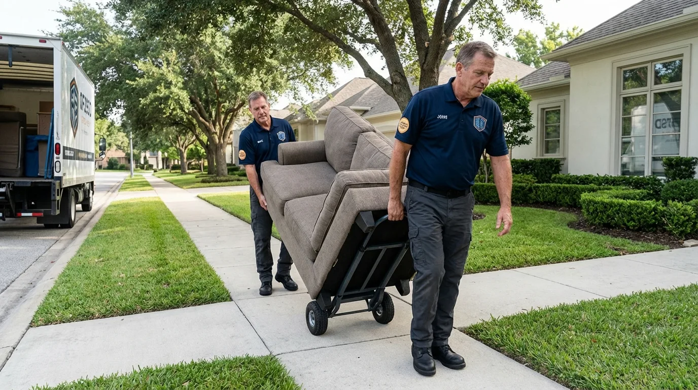 Local residential moving crew loading furniture in Pawcatuck, CT